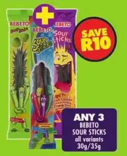 Shoprite Bebeto sour sticks all variants offer