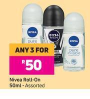 Game Nivea Roll On Assorted-For Any 3 x 50ml offer