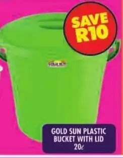 Shoprite Gold sun plastic bucket with lid offer