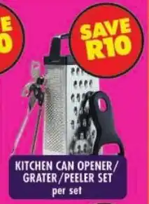 Shoprite Kitchen can opener/ grater/ peeler set offer