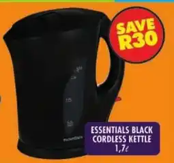 Shoprite Essentials black cordless kettle offer