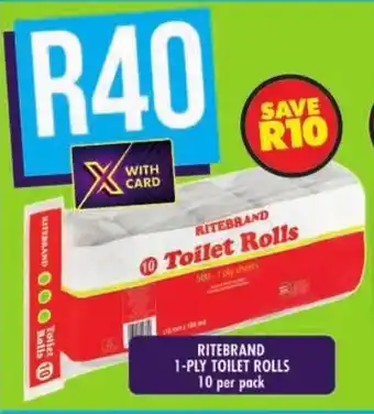 Shoprite Ritebrand 1-ply toilet rolls offer