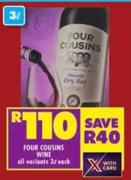 Shoprite Four cousins wine all variants offer