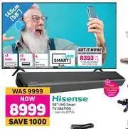 Game Hisense 58" (145cm) UHD Smart TV 58A7100 + Home Theatre Soundbar offer