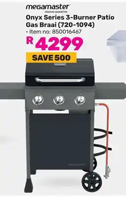 Game Megamaster Onyx Series 3-Burner Patio Gas Braai offer