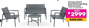 Game Terrace Leisure Steel KD Design Sling Patio Set Grey offer