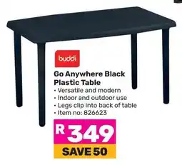 Game Buddi Go Anywhere Black Plastic Table offer