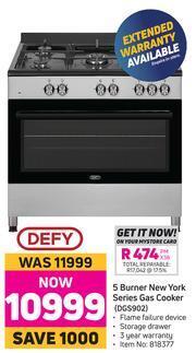 Game Defy 5 Burner New York Series Gas Cooker DGS902 offer