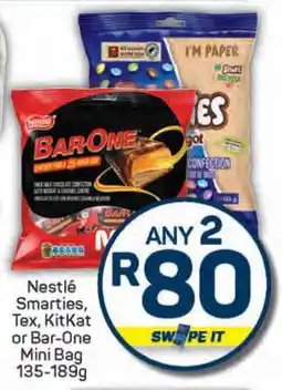 Pick n Pay Nestlé Smarties, Tex, KitKat or Bar-One Mini Bag offer