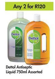 Game Dettol Antiseptic Liquid Assorted-For Any 2 x 750ml offer