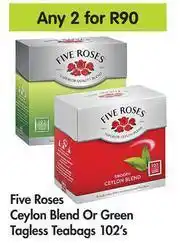 Game Five Roses Ceylon Blend Or Green Tagless Teabags-For Any 2 x 102's offer