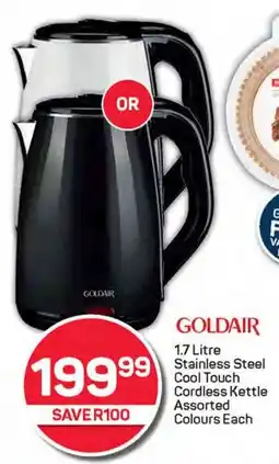 Pick n Pay GOLDAIR Stainless Steel Cool Touch Cordless Kettle Assorted Colours Each offer