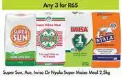 Game Super Sun, Ace, Iwisa Or Nyala Super Maize Meal-For Any 3 x 2.5kg offer