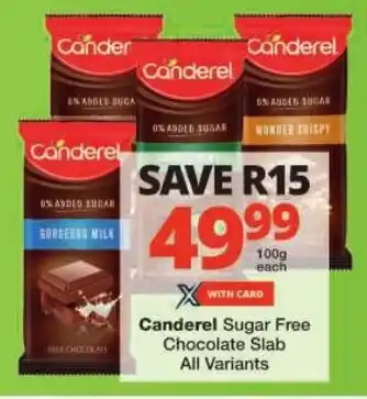 Checkers Canderel Sugar Free Chocolate Slab All Variants offer