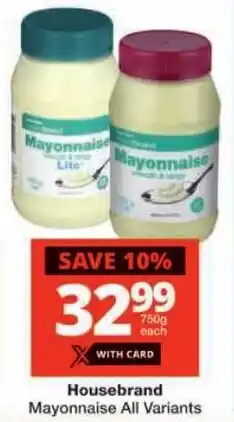 Checkers Housebrand Mayonnaise All Variants offer