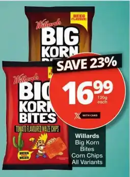 Checkers Willards Big Korn Bites Corn Chips All Variants offer