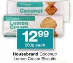 Checkers Housebrand Coconut/ Lemon Cream Biscuits offer