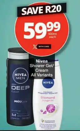 Checkers Nivea Shower Gel/ All Variants offer