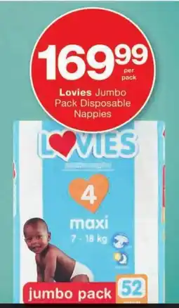 Checkers Lovies Jumbo Pack Disposable Nappies offer