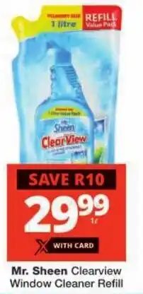 Checkers Mr. Sheen Clearview Window Cleaner Refill offer