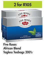 Game Five Roses African Blend Tagless Teabags-For 2 x 200's offer