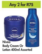 Game Nivea Body Cream Or Lotion Assorted-For Any 2 x 400ml offer
