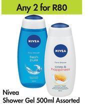 Game Nivea Shower Gel Assorted-For Any 2 x 500ml offer