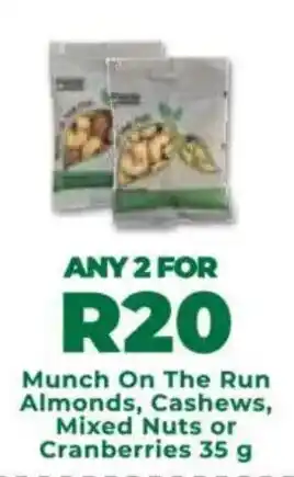 Food Lover's Market Munch On The Run Almonds, Cashews, Mixed Nuts or Cranberries offer