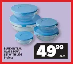 Usave Blue or teal glass bowl set with lids offer