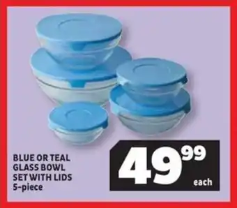 Usave Blue or teal glass bowl set with lids offer