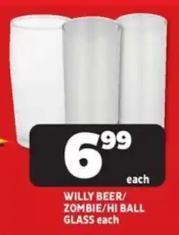 Usave Willy beer/ zombie/hi ball glass offer