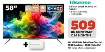 HiFi Corp Hisense 58-inch Smart 4K UHD TV- 58A6N offer