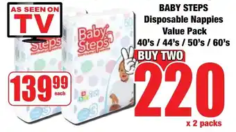 Boxer Superstores BABY STEPS Disposable Nappies Value Pack offer