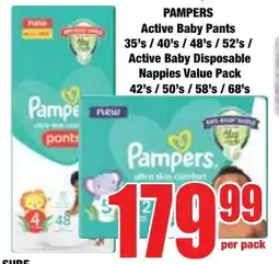 Boxer Superstores PAMPERS Active Baby Pants/ Active Baby Disposable Nappies Value Pack offer