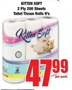 Boxer Superstores KITTEN SOFT 2 Ply 200 Sheets Toilet Tissue Rolls offer