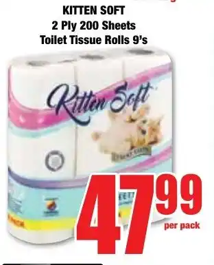 Boxer Superstores KITTEN SOFT 2 Ply 200 Sheets Toilet Tissue Rolls offer