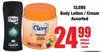 Boxer Superstores CLERE Body Lotion/Cream Assorted offer