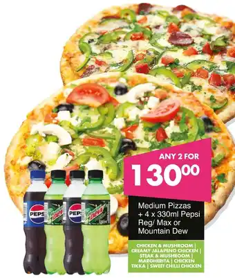 Save Hyper Medium Pizzas + Pepsi Reg/ Max or Mountain Dew offer