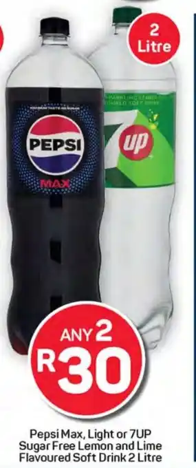 Pick n Pay Hypermarket Pepsi Max, Light or 7UP Sugar Free Lemon and Lime Flavoured Soft Drink offer