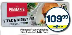 Pick n Pay Hypermarket Piemans Frozen Unbaked Pies Assorted offer