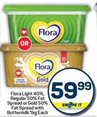 Pick n Pay Hypermarket Flora Light 40%, Regular 50% Fat Spread or Gold 50% Fat Spread with Buttermilk offer