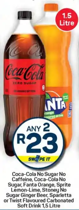 Pick n Pay Hypermarket Coca-Cola No Sugar No Caffeine, Fanta, Sprite Lemon-Lime, Stoney Ginger Beer, Sparletta or Twist Carbonated Soft Drink offer