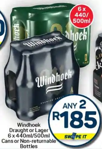 Pick n Pay Hypermarket Windhoek Draught or Lager Cans or Non-returnable Bottles offer