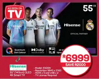 Pick n Pay Hypermarket Hisense 55" (140cm) QLED 4K Smart TV offer