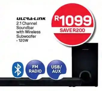 Pick n Pay Hypermarket ULTRA-LINK 2.1 Channel Soundbar with Wireless Subwoofer offer