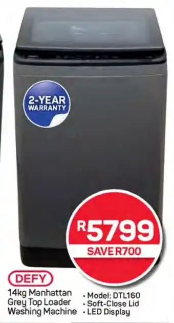 Pick n Pay Hypermarket DEFY Manhattan Grey Top Loader Washing Machine offer