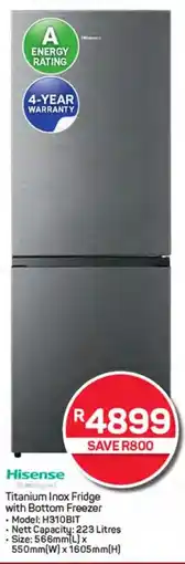 Pick n Pay Hypermarket Hisense Titanium Inox Fridge with Bottom Freezer offer