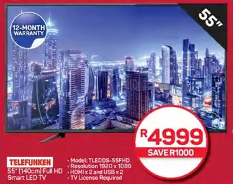 Pick n Pay Hypermarket TELEFUNKEN 55" (140cm) Full HD Smart LED TV offer