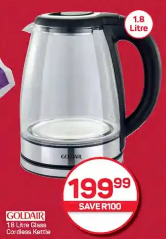 Pick n Pay Hypermarket GOLDAIR Glass Cordless Kettle offer