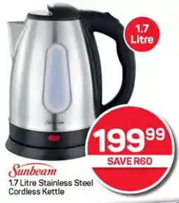 Pick n Pay Hypermarket Sunbeam Stainless Steel Cordless Kettle offer